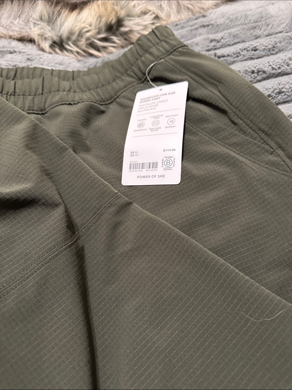 Athleta Olive Ribbed Track Pants with Elastic Waist